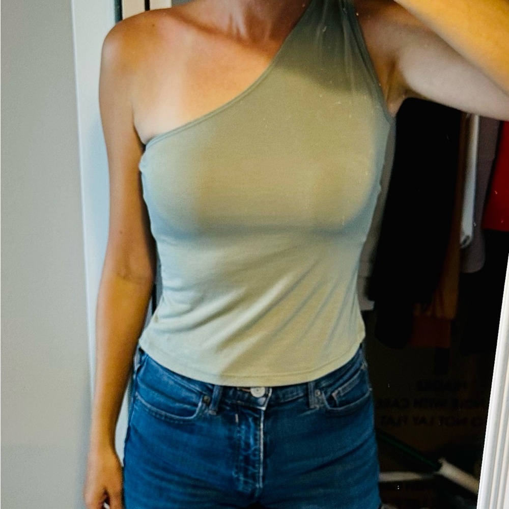 Shore XS One Shoulder Brand New Olive Green Tank